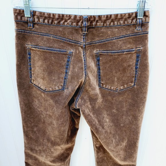 Route 66 Women Stretch Fit Jeans Size 12 Brown Velvet Faded /Distressed Design - Picture 8 of 10